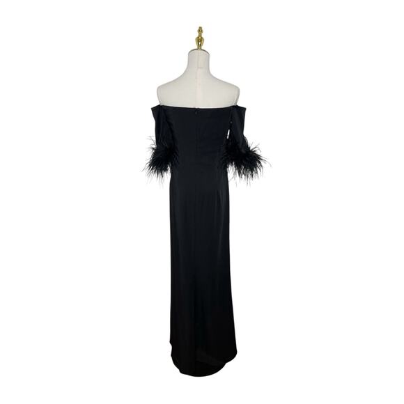 Mac Duggal 11441 Feather Off The Shoulder Column Gown Size 4 $498 - Picture 5 of 6